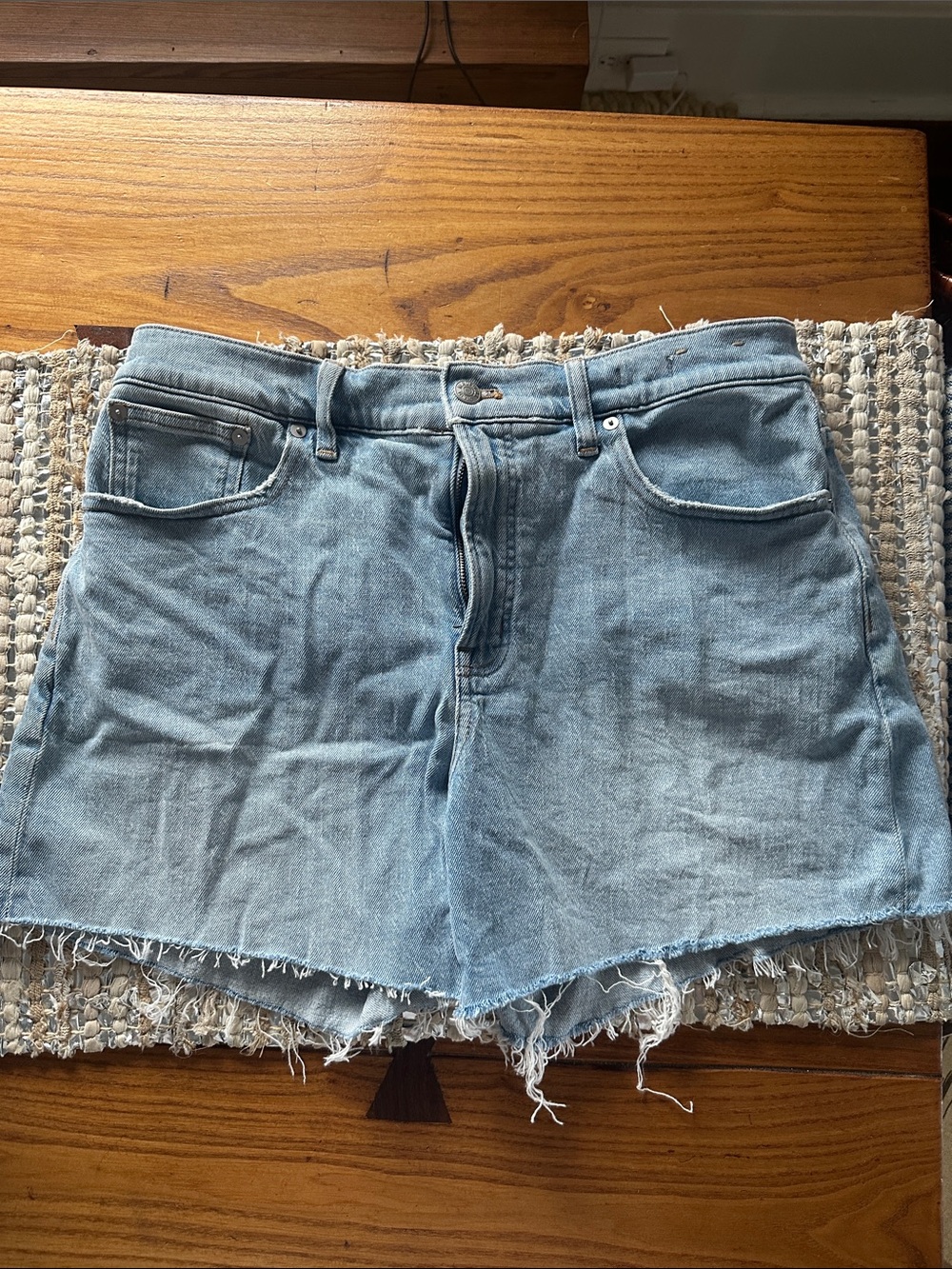 Madewell Light Blue Denim Perfect Mid Length Cutoff Shorts